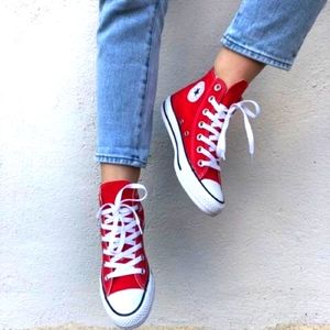 Chuck Taylor all star red high top shoe